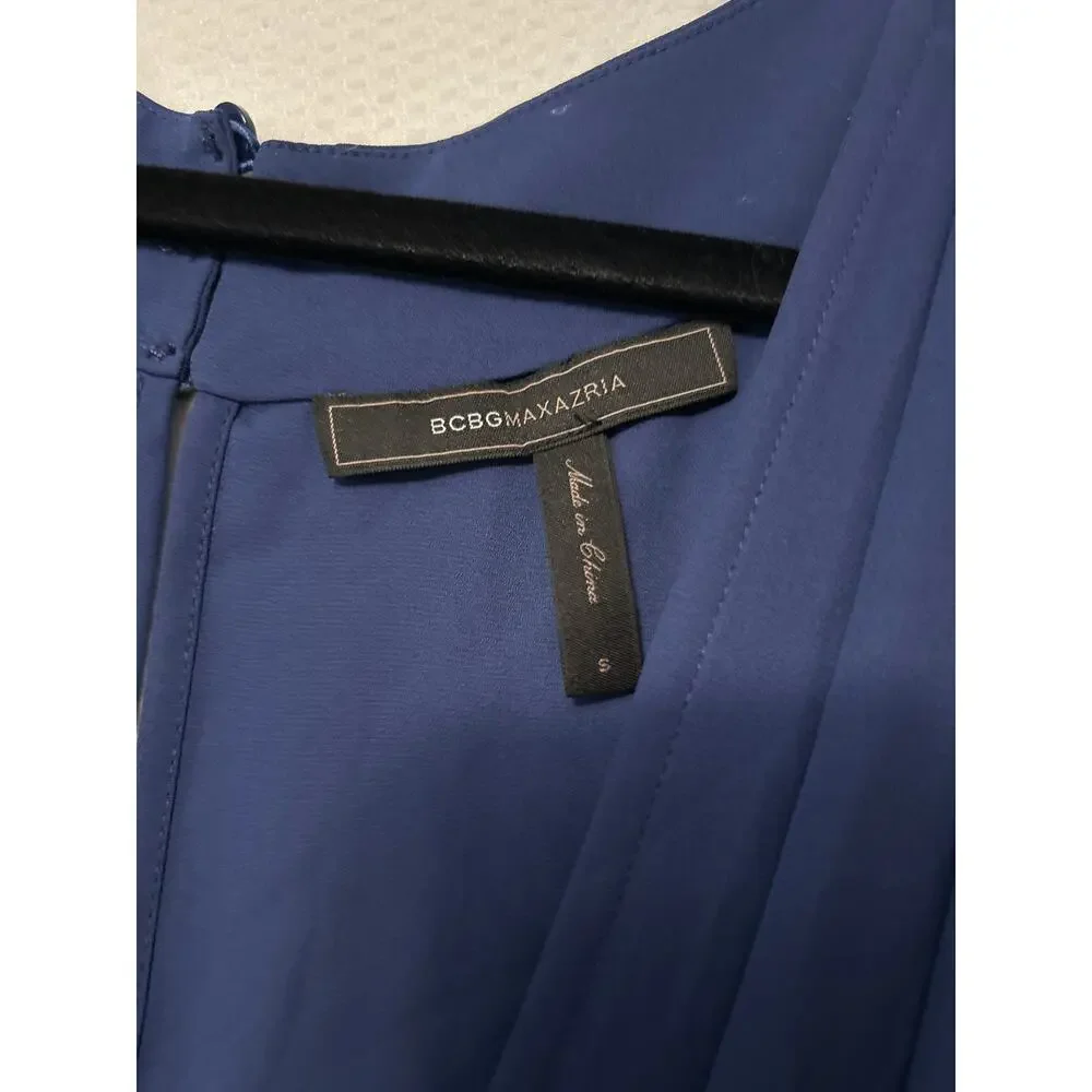 BCBGMAXAZRIA Blue Thalia Draped Romper One Piece Lightweight Pockets‎ Size Small